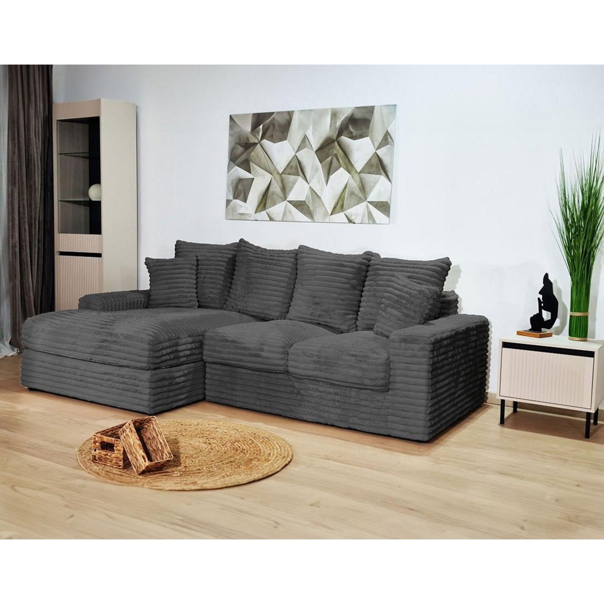 LISA DESIGN Andy - canapé d'angle gauche 4 places en fausse fourrure côtelée