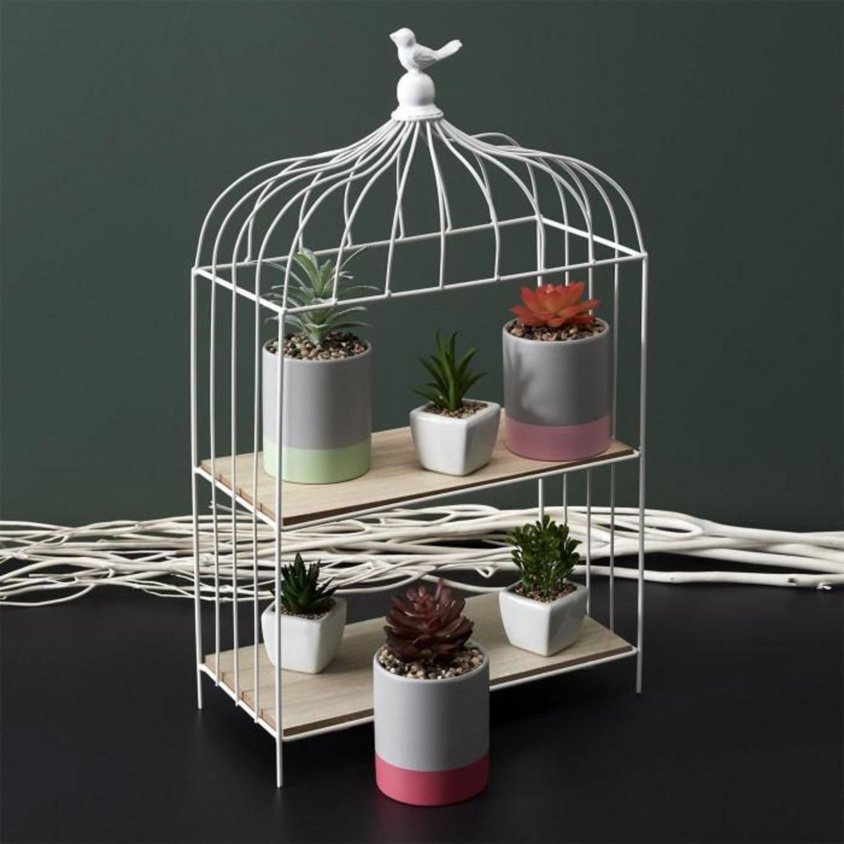 Paris Prix Étagère Déco à Poser  Cage à Oiseau  51cm Blanc