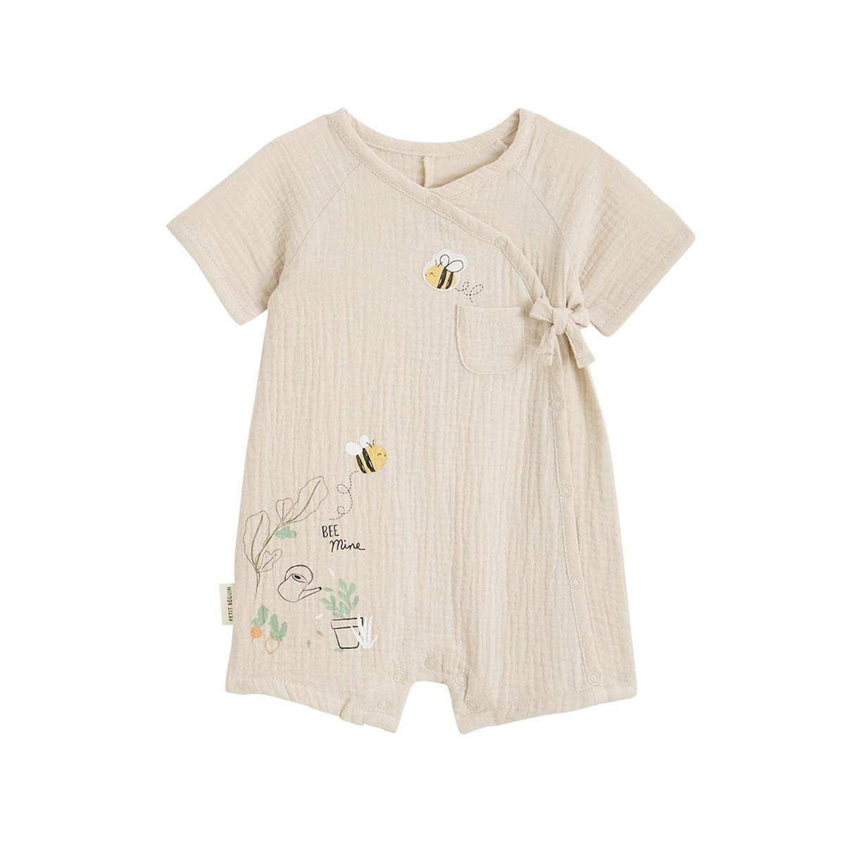 Petit Béguin Barboteuse bébé en gaze de coton Eden