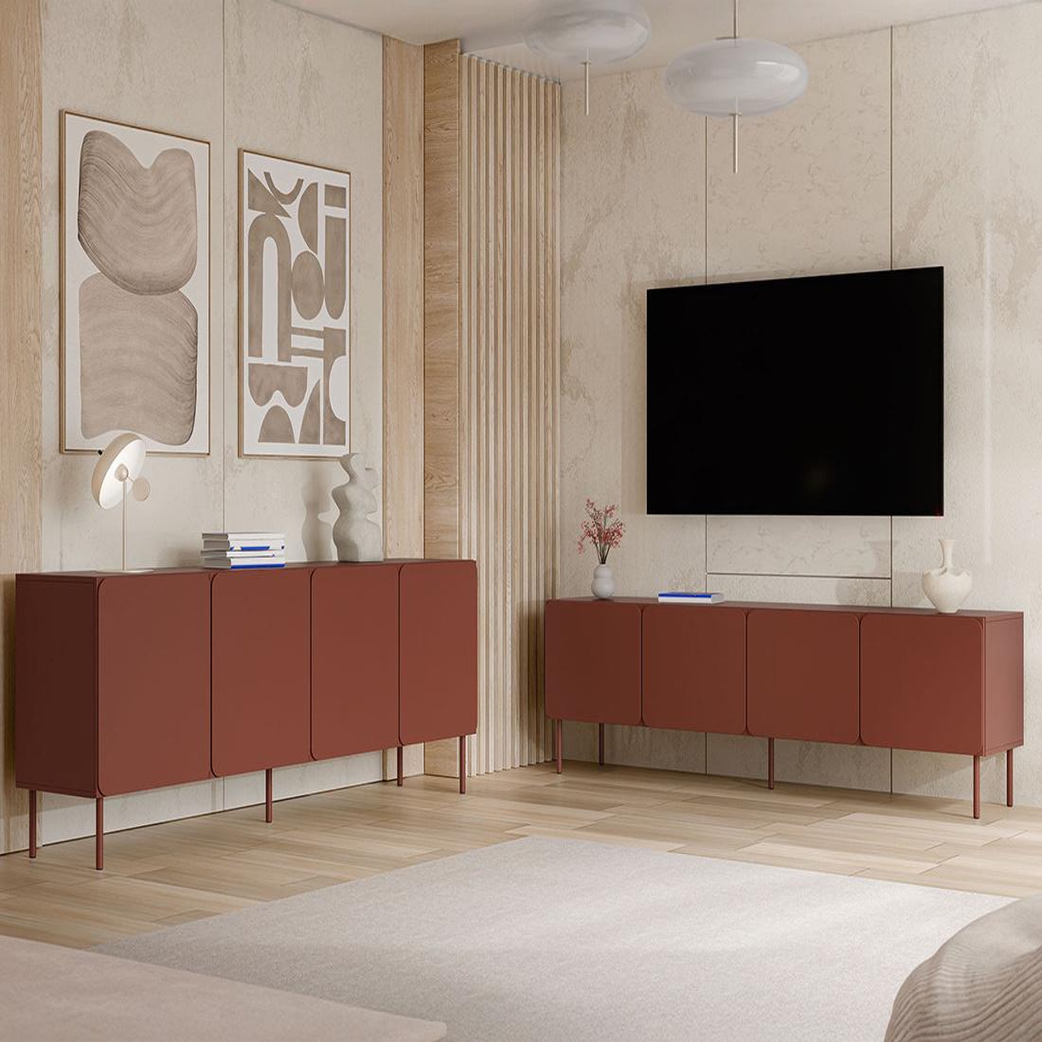Voir la diapositive 5 : BEST MOBILIER Elvis - buffet bas 200 cm - 4 portes