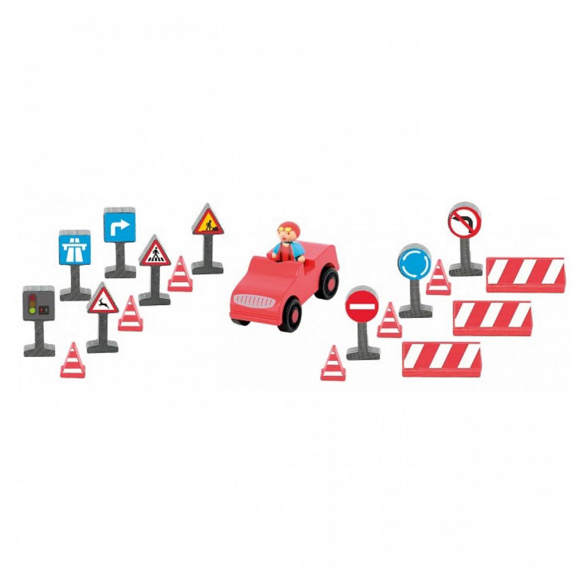 JeuJura Coffret Voiture et Panneaux de Circulation pour Apprentis Conducteurs