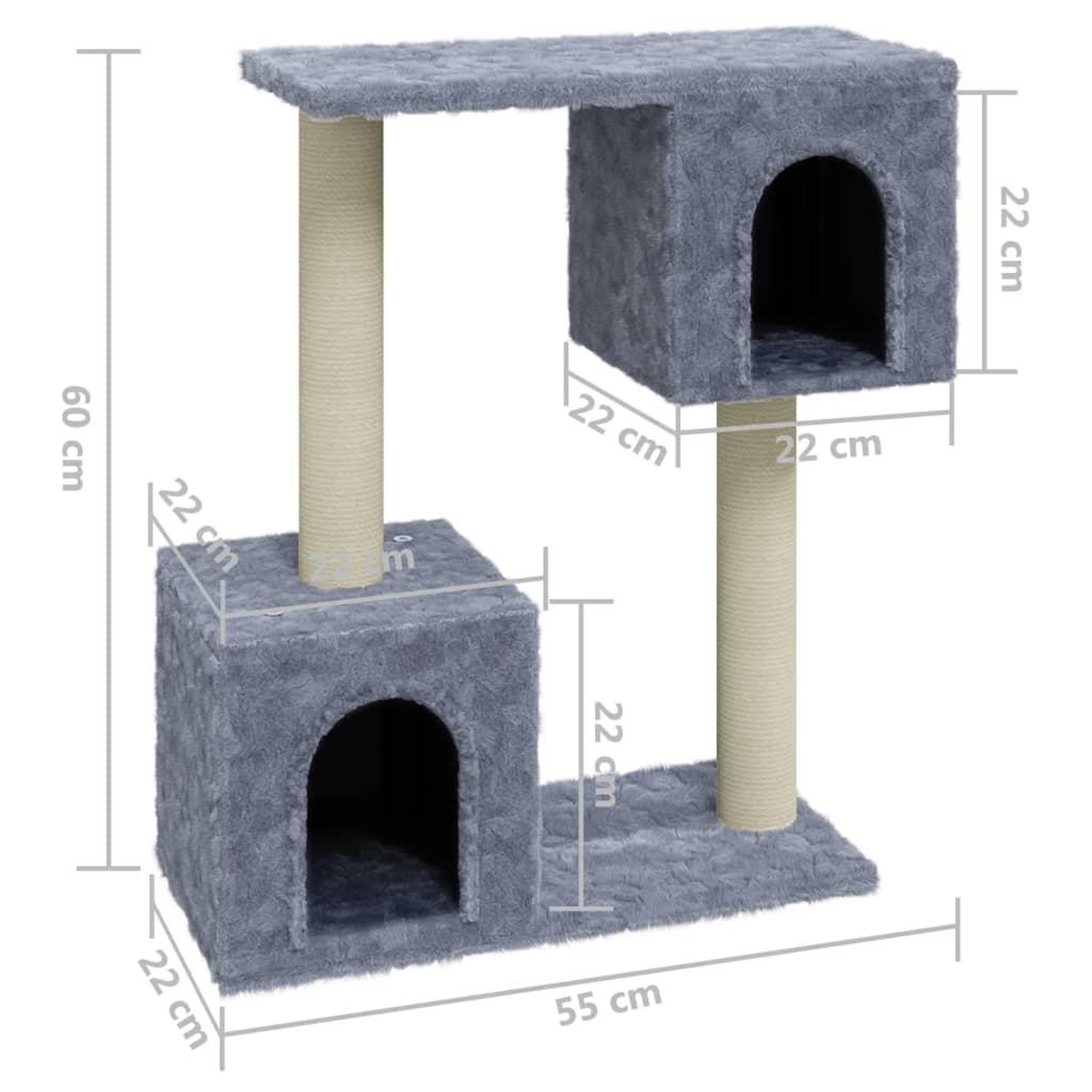 Voir la diapositive 6 : VIDAXL Arbre a chat avec griffoirs en sisal Gris clair 60 cm