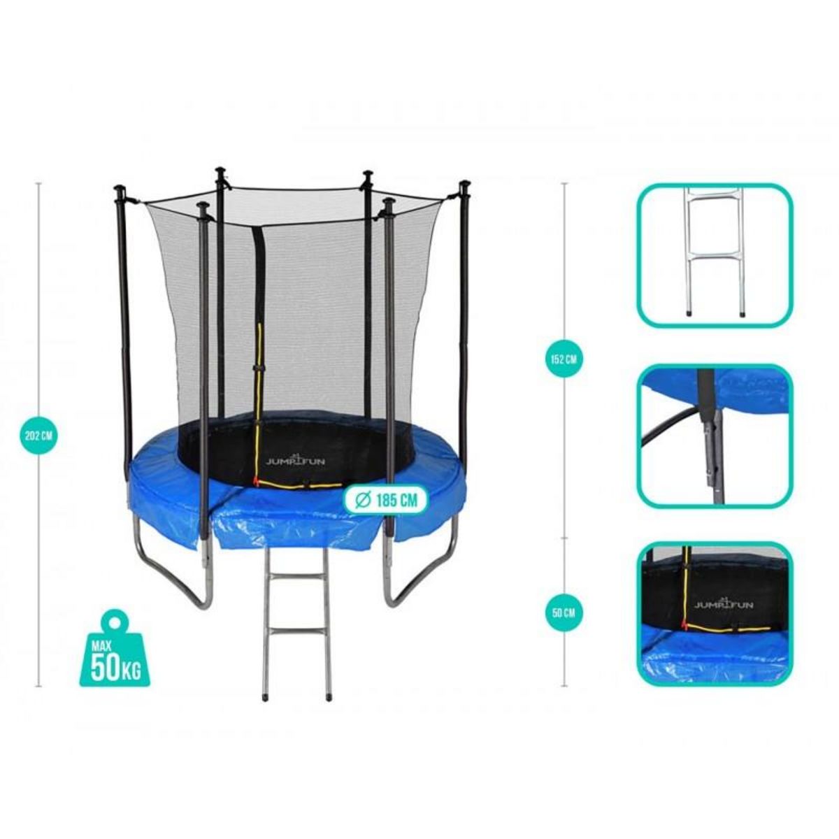JUMP4FUN Trampoline Jump4Fun Classique 6FT -185cm - Bleu