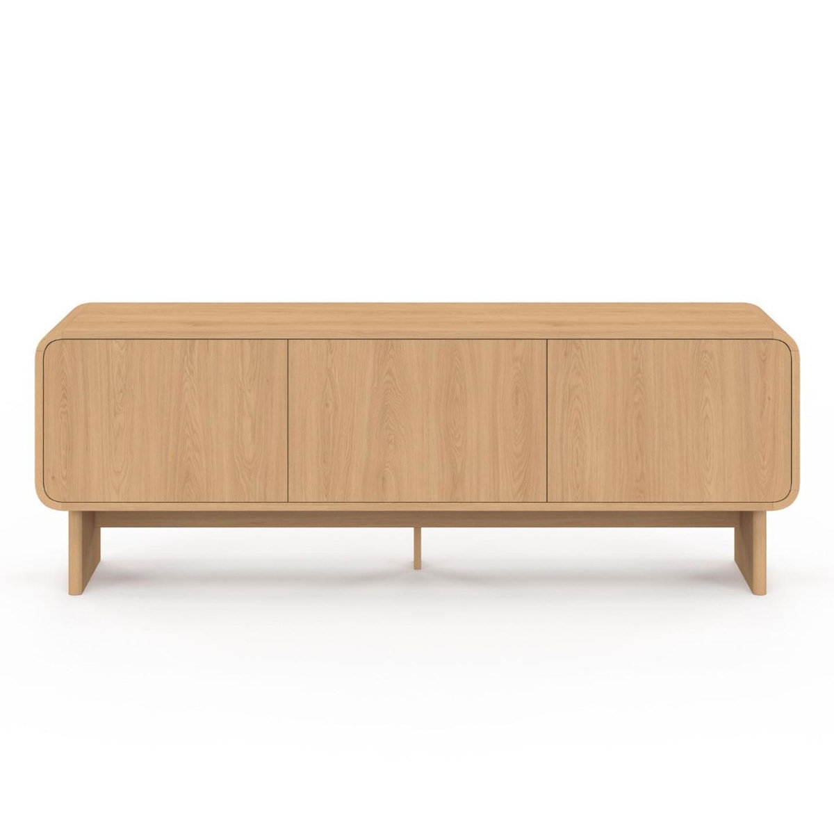 ID MARKET Meuble TV 140 cm CAPUCINE 3 portes façon hêtre design arrondi