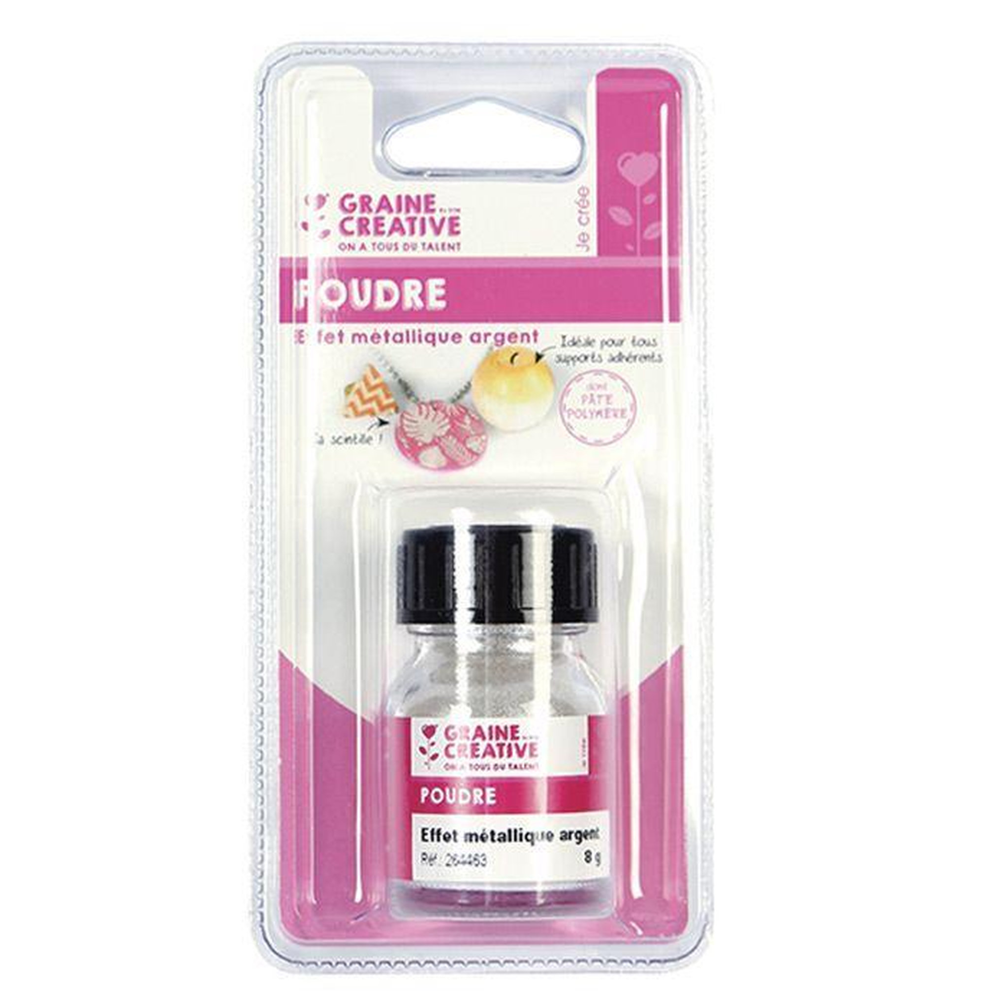 Voir la diapositive 4 : Graine créative Poudre effet métallique argent pour pâte polymère - 8 g
