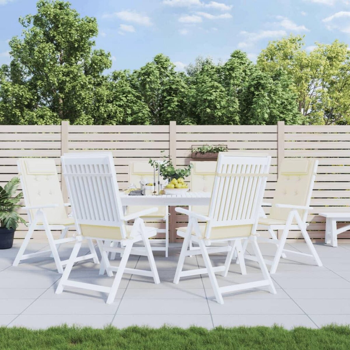 VIDAXL Coussins de chaise a dossier haut lot de 6 creme tissu oxford