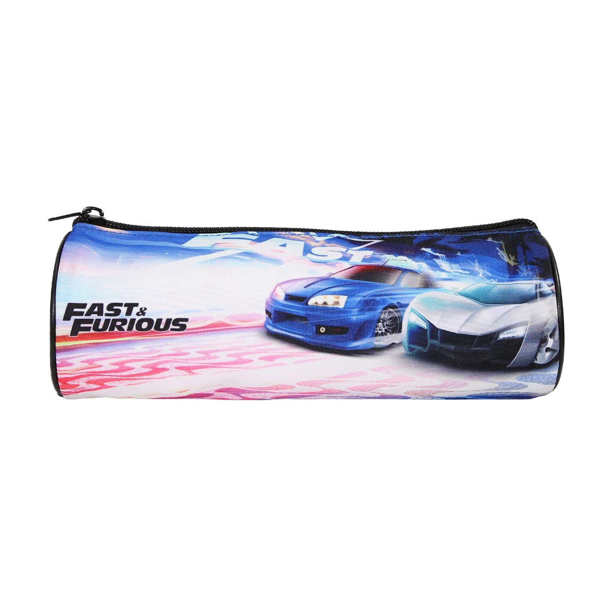 Bagtrotter Bagtrotter - Fast And Furious -Trousse Scolaire Ronde - Noir - 1 Compartiment Zippé - 22x7x7cm - Matière Polyester - Accessoire et Papeterie Scolaire