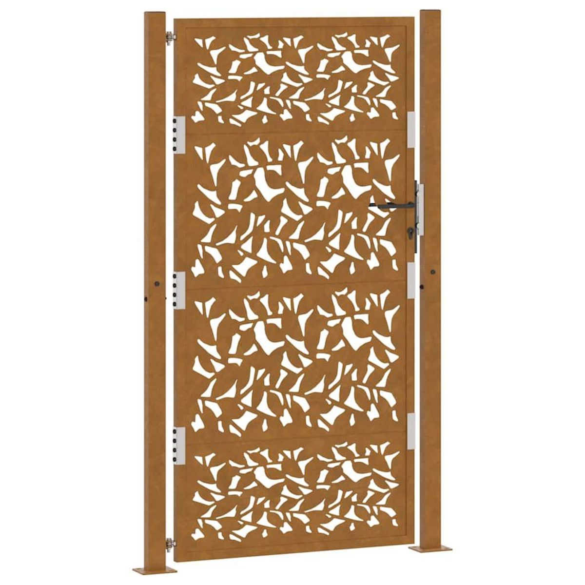 VIDAXL Porte de jardin acier resistant aux intemperies design feuilles