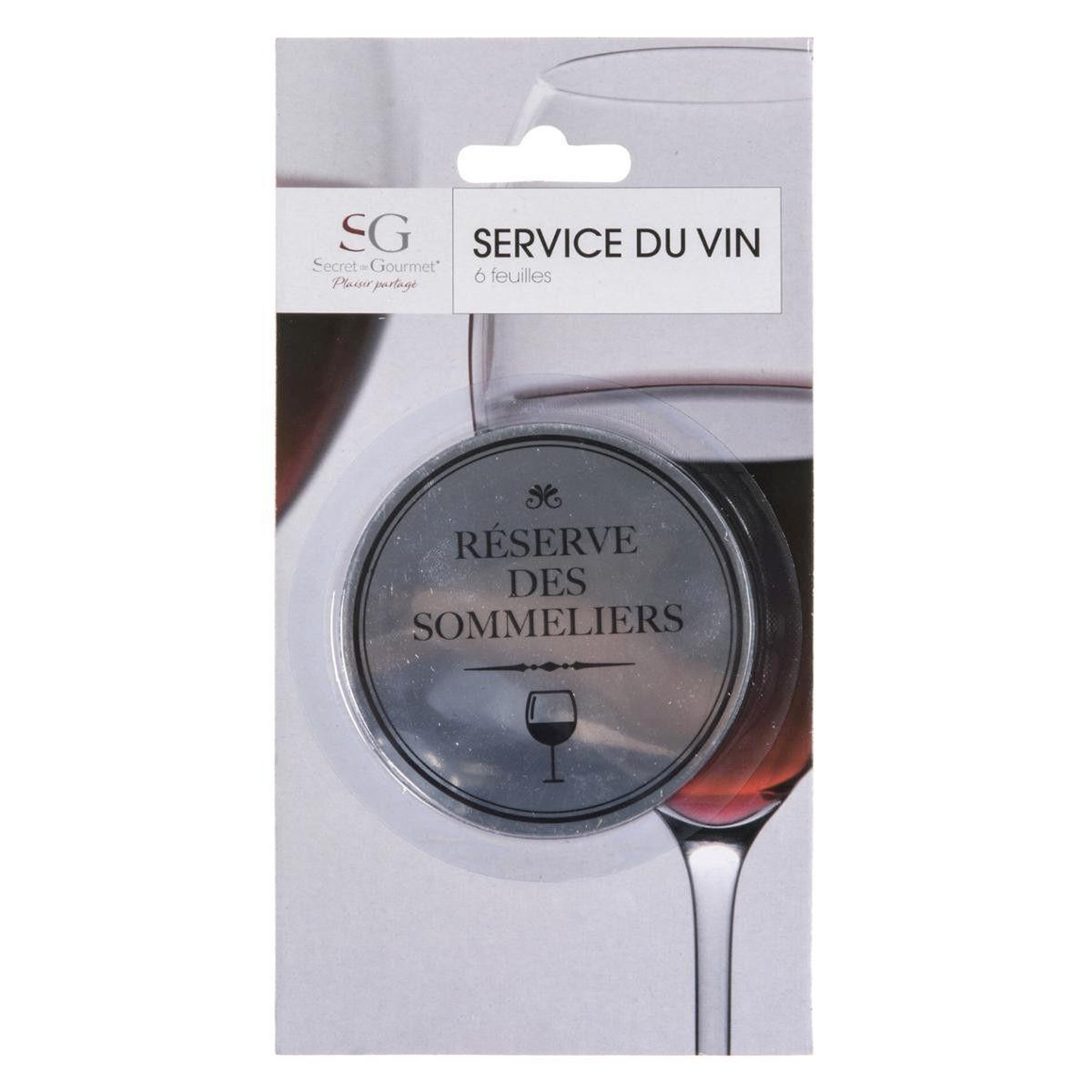 Voir la diapositive 4 : SECRET DE GOURMET Lot de 6 feuilles de service à vin  delight  8cm argent