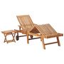 Voir la diapositive 3 : VIDAXL Chaise longue avec table et coussin Bois de teck solide
