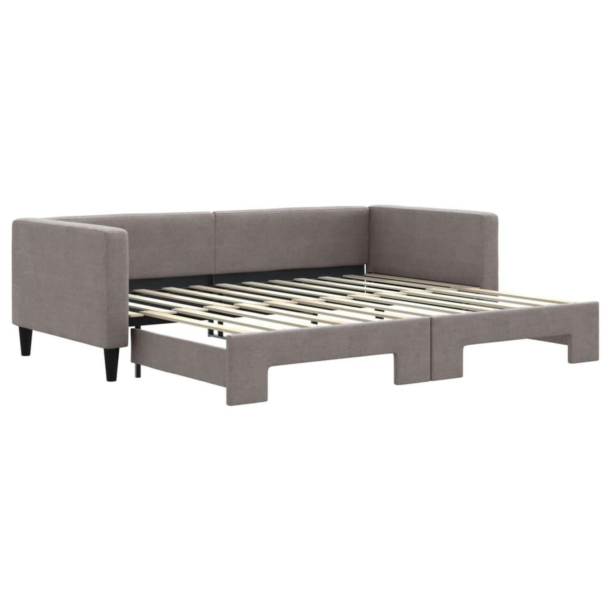 Voir la diapositive 2 : VIDAXL Lit de jour avec gigogne sans matelas taupe 90x200 cm