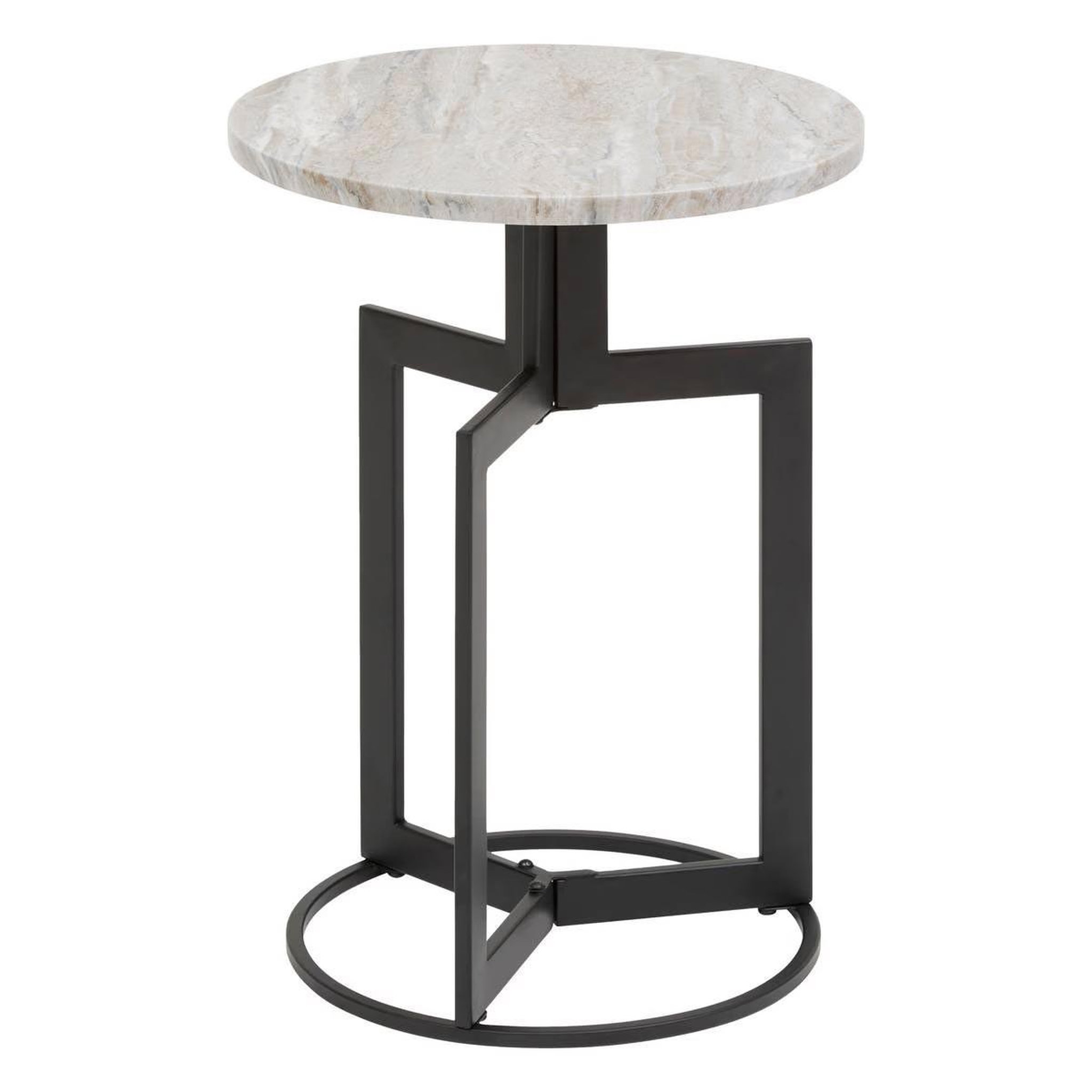 ATMOSPHERA Table d'appoint effet marbre  tusco  49cm noir