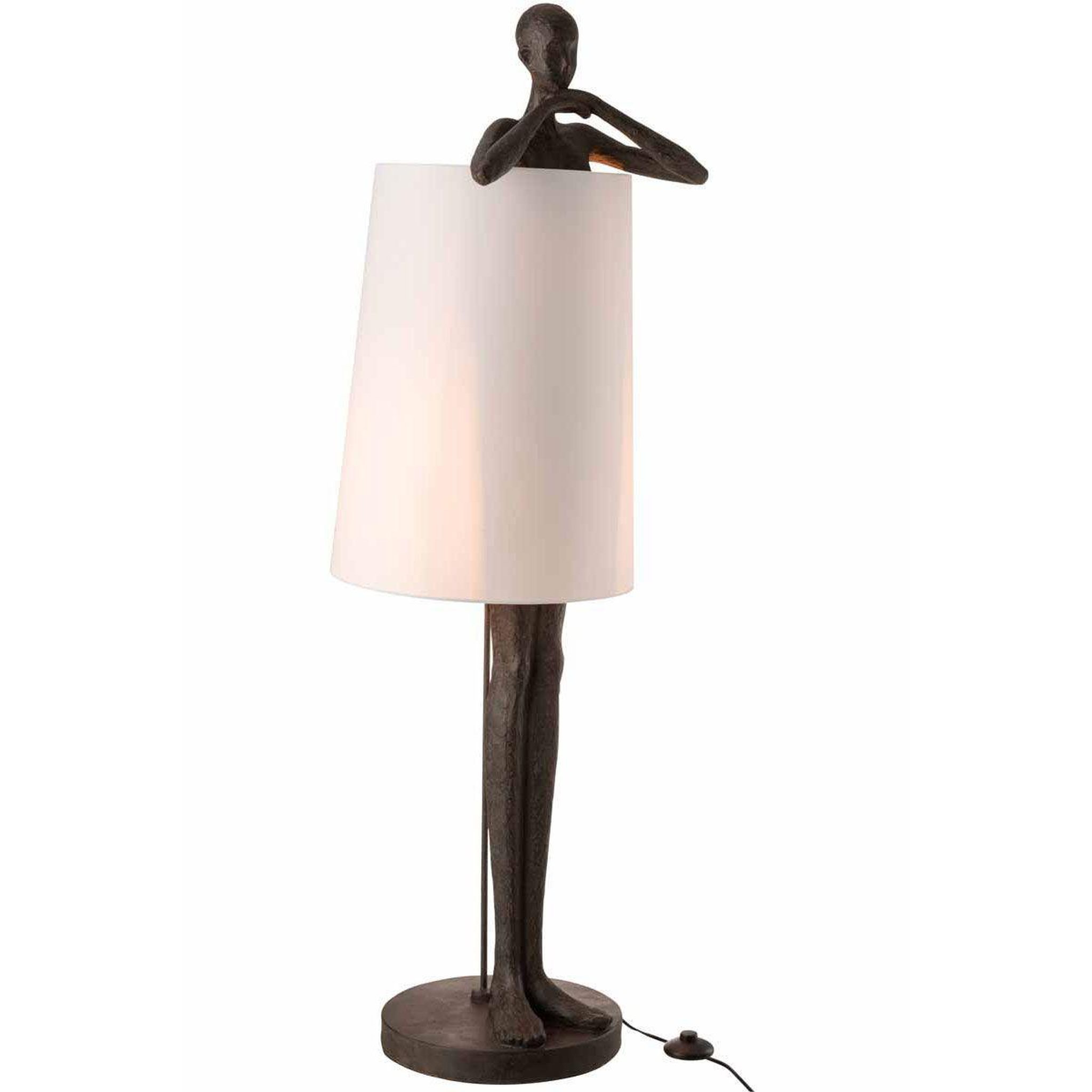 Voir la diapositive 3 : J-LINE Lampe à poser  homme  41cm marron & blanc