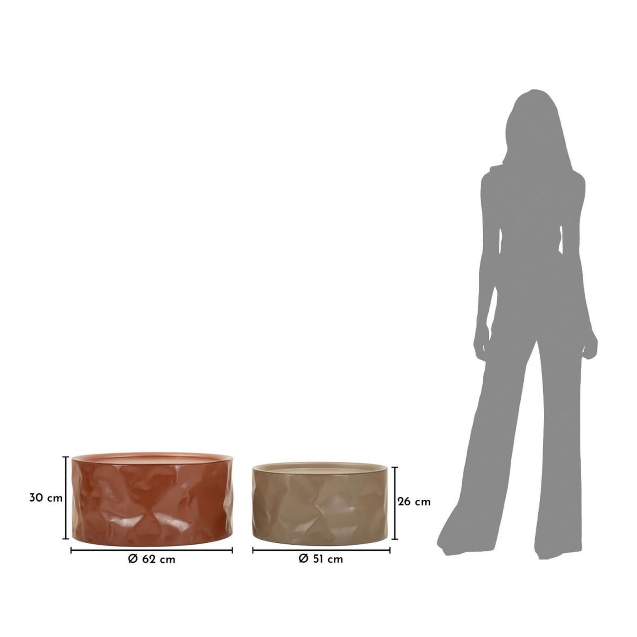Voir la diapositive 5 : Paris Prix Lot de 2 tables basses  norimberga  60cm rouge & marron