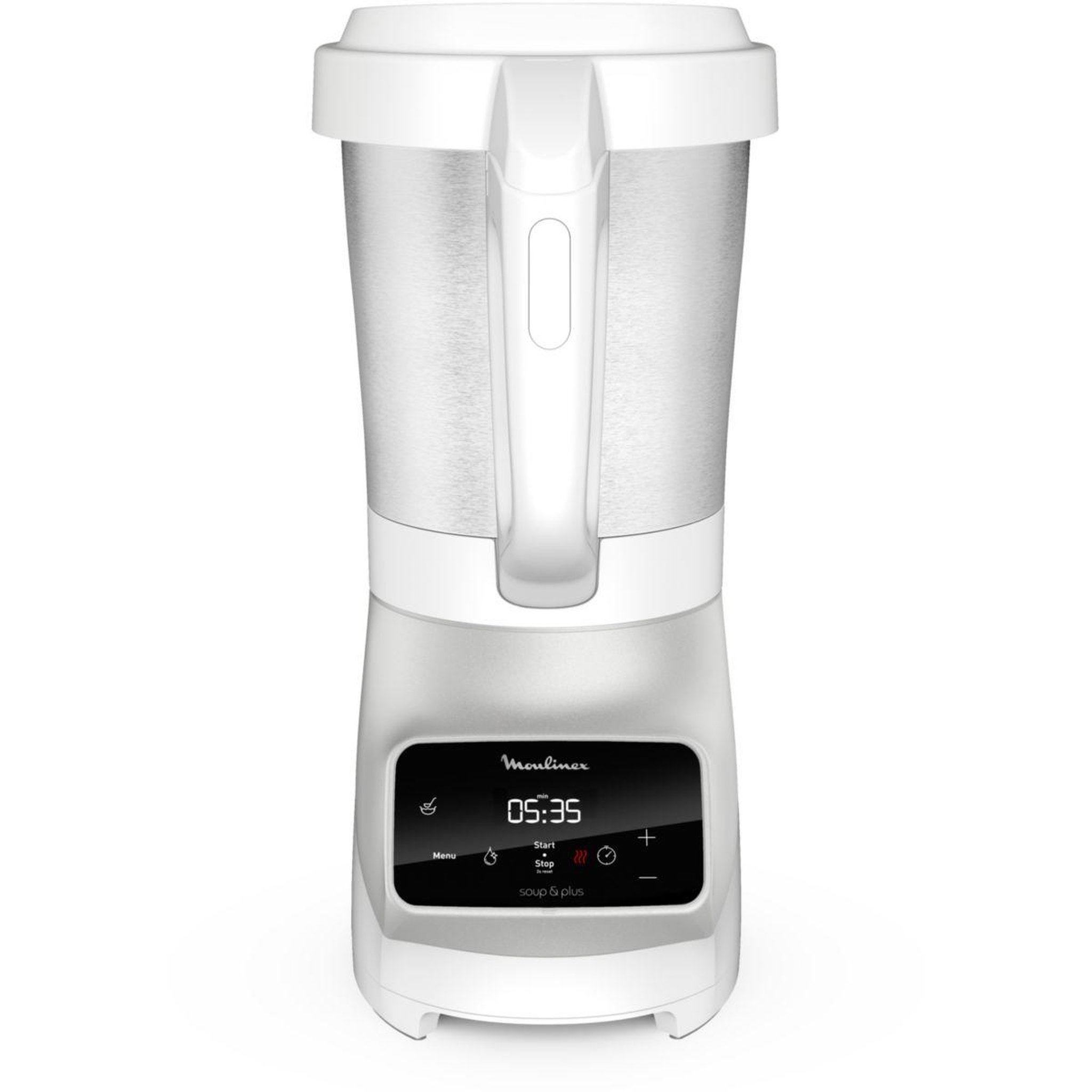 Voir la diapositive 2 : MOULINEX Blender chauffant soup et  plus lm926b00 blanc 2l + bol vapeur