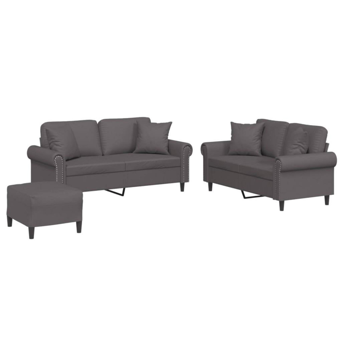 VIDAXL Ensemble de canapes 3 pcs avec coussins gris similicuir