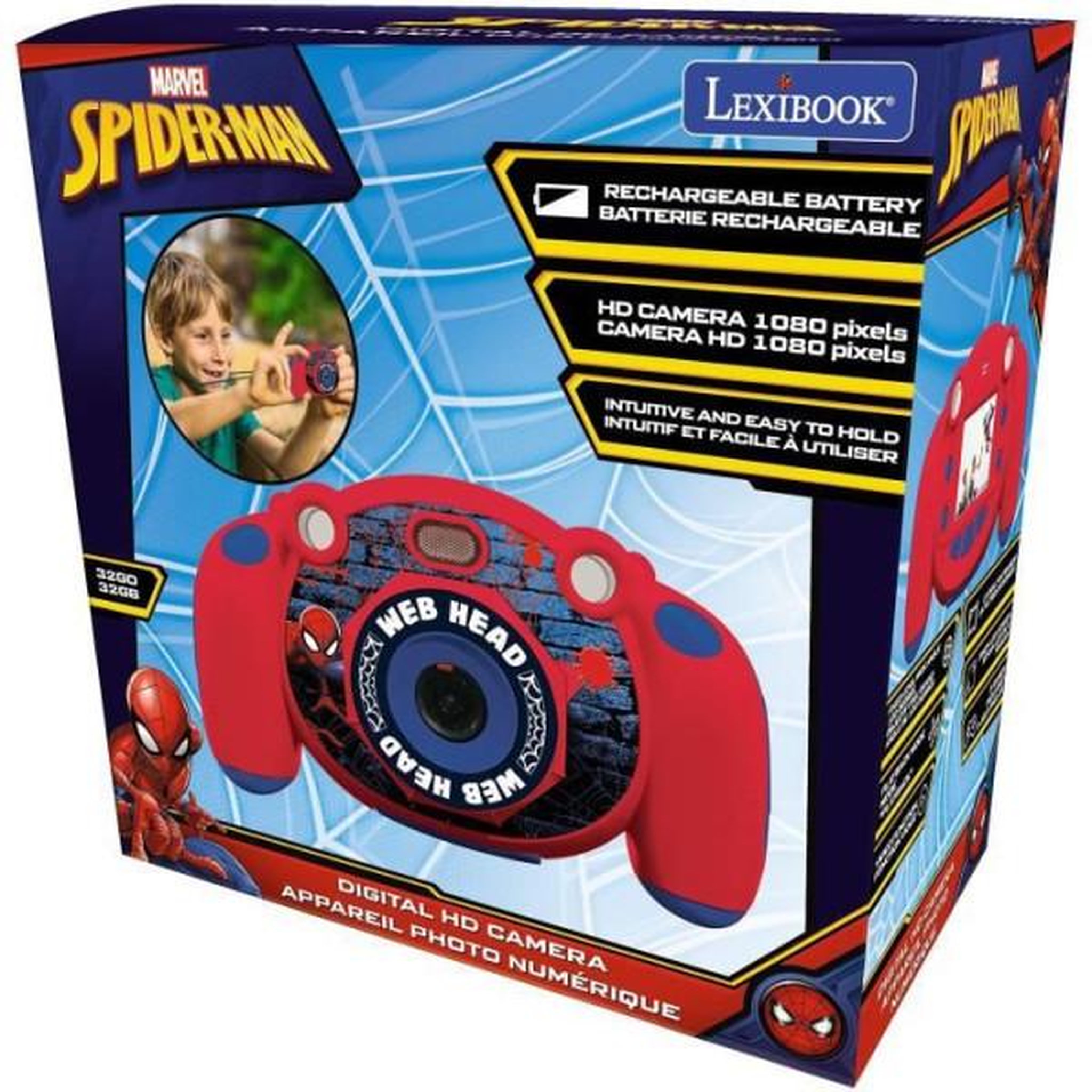 Voir la diapositive 2 : Lexibook Appareil photo numérique enfant Spiderman - LEXIBOOK - Ecran LCD 2 pouces - Grand angle 100 degrés - Rouge
