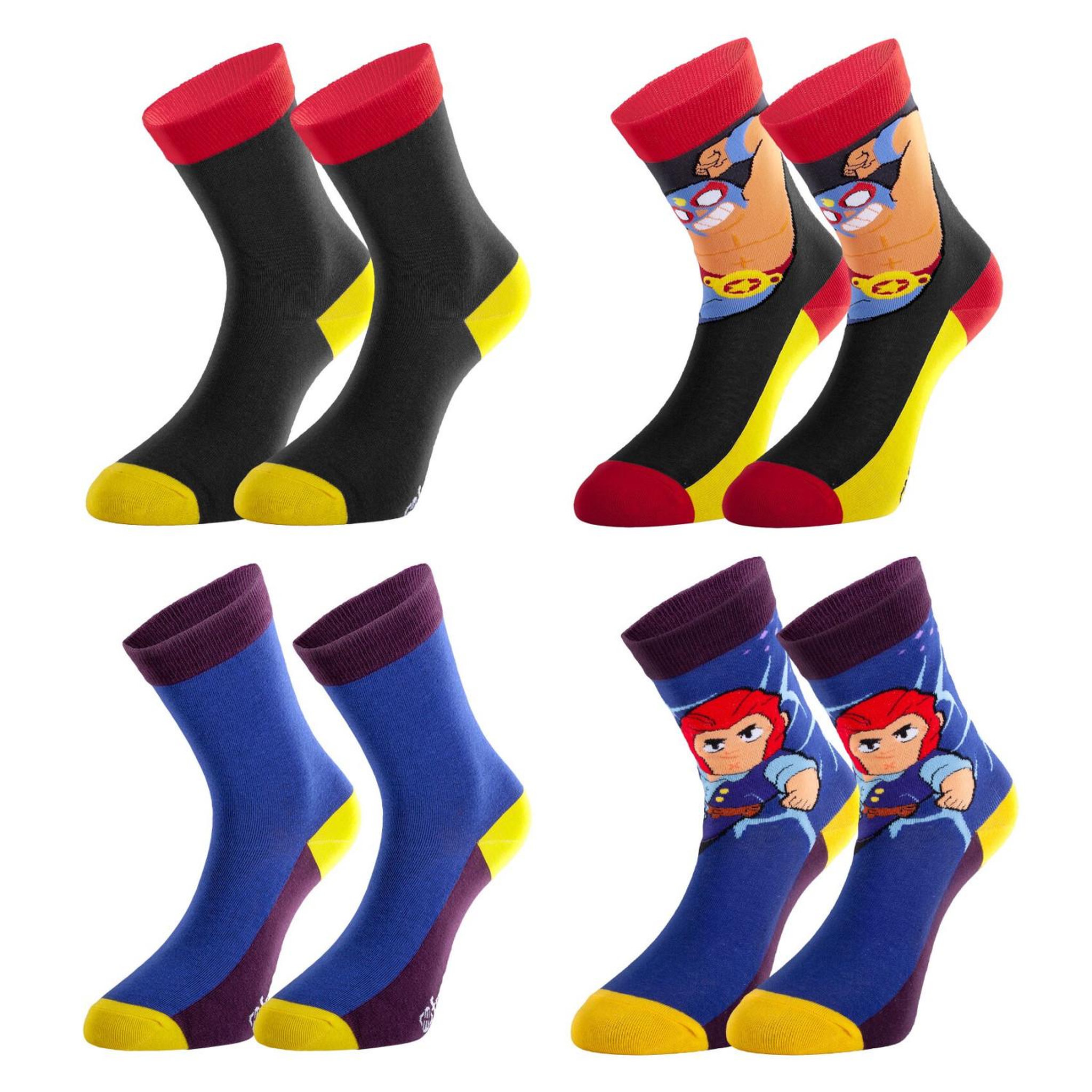 Voir la diapositive 2 : FREEGUN Lot de 4 paires de chaussettes enfant Brawl Stars