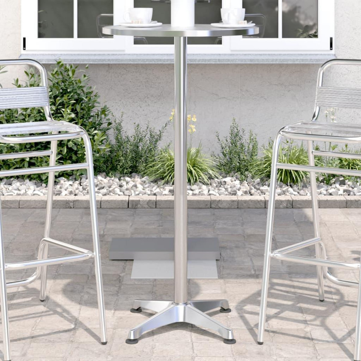 VIDAXL Table de bar d'exterieur reglable en hauteur aluminium
