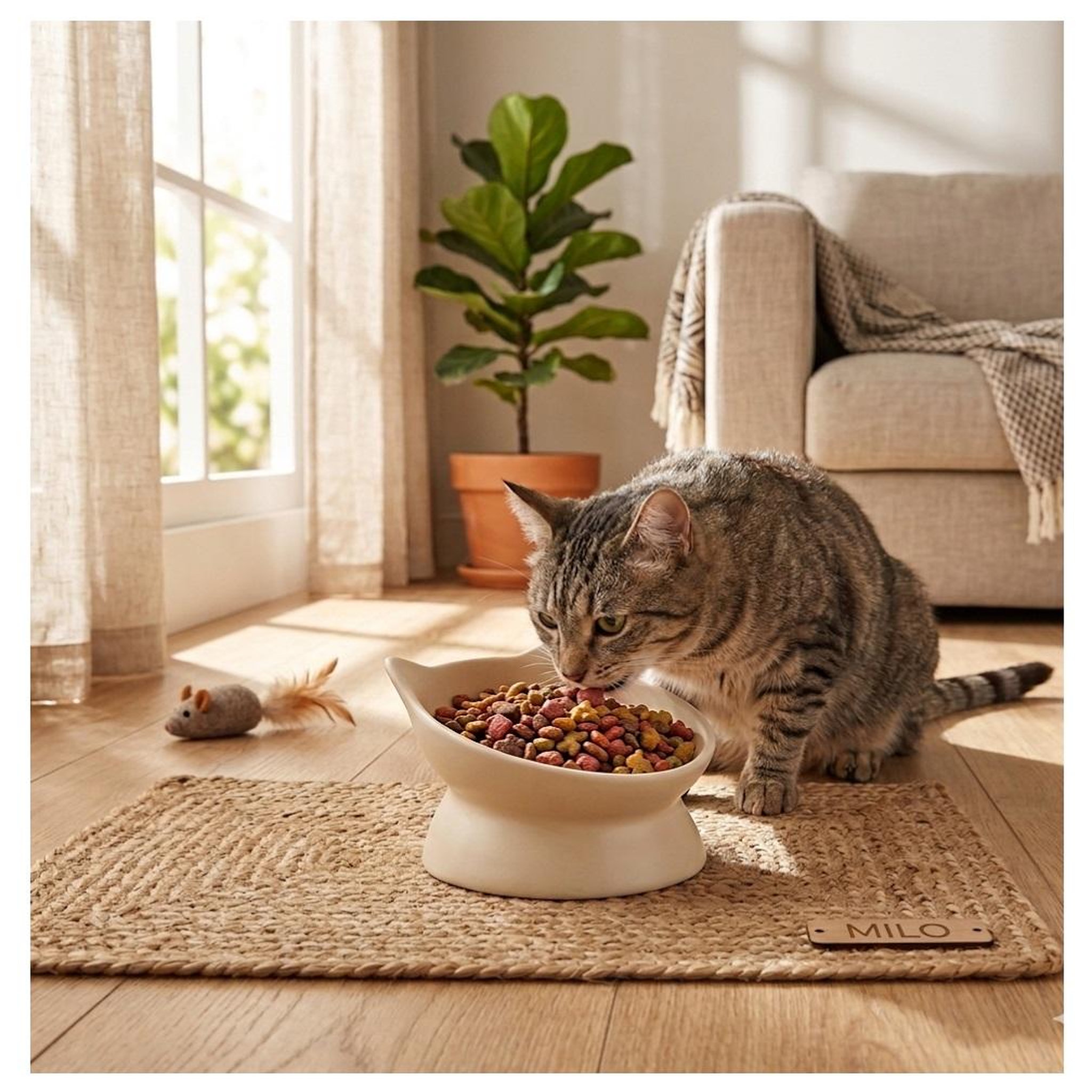 Voir la diapositive 2 : Eden Gamelle ergonomique en céramique pour chat filou