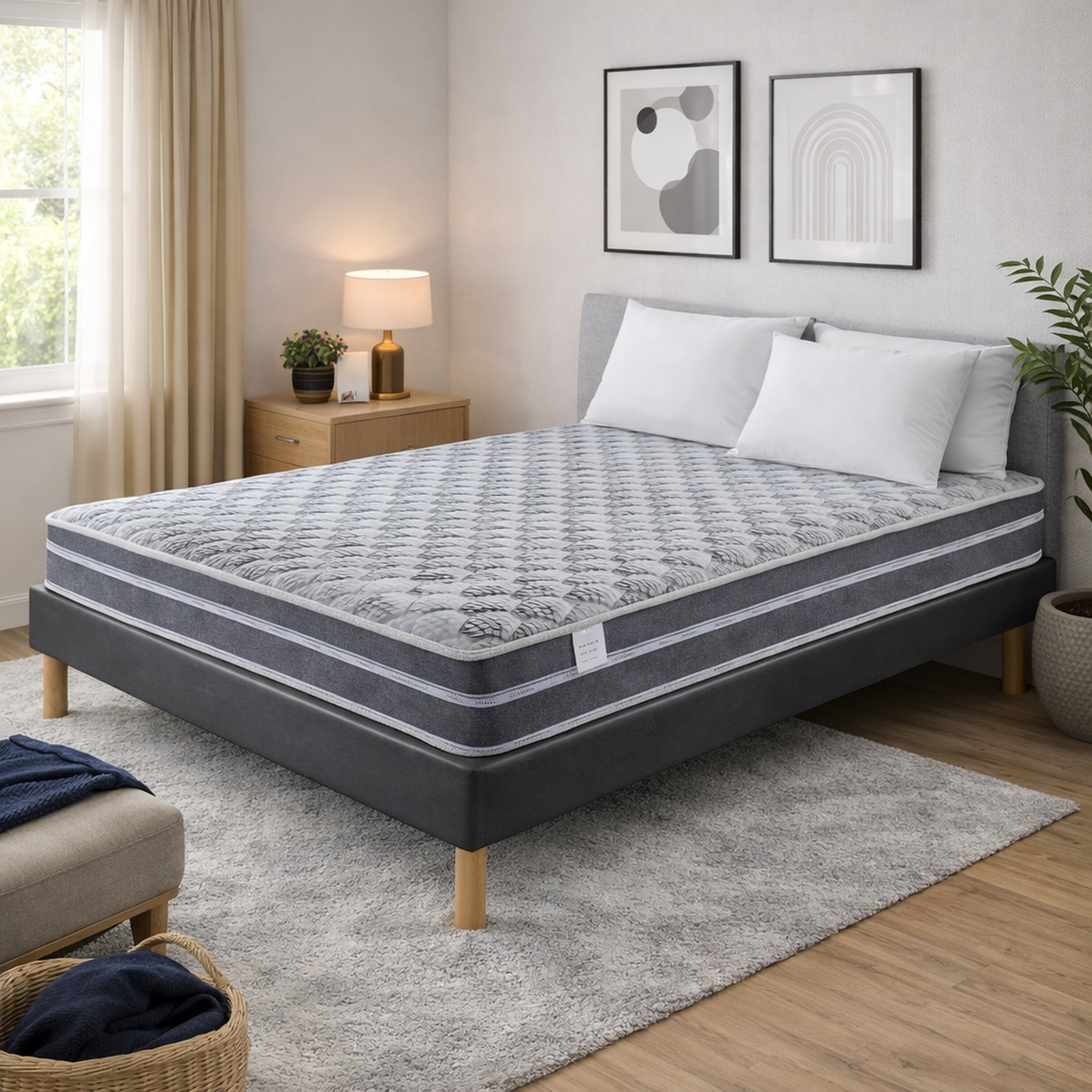Voir la diapositive 1 : PROVENCE LITERIE Ensemble Sommier Tapissier et Matelas Ferme Très Respirant