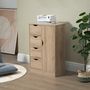 Voir la diapositive 2 : HOMCOM Meuble de rangement moderne 1 porte 4 tiroirs - panneaux particules aspect chêne clair