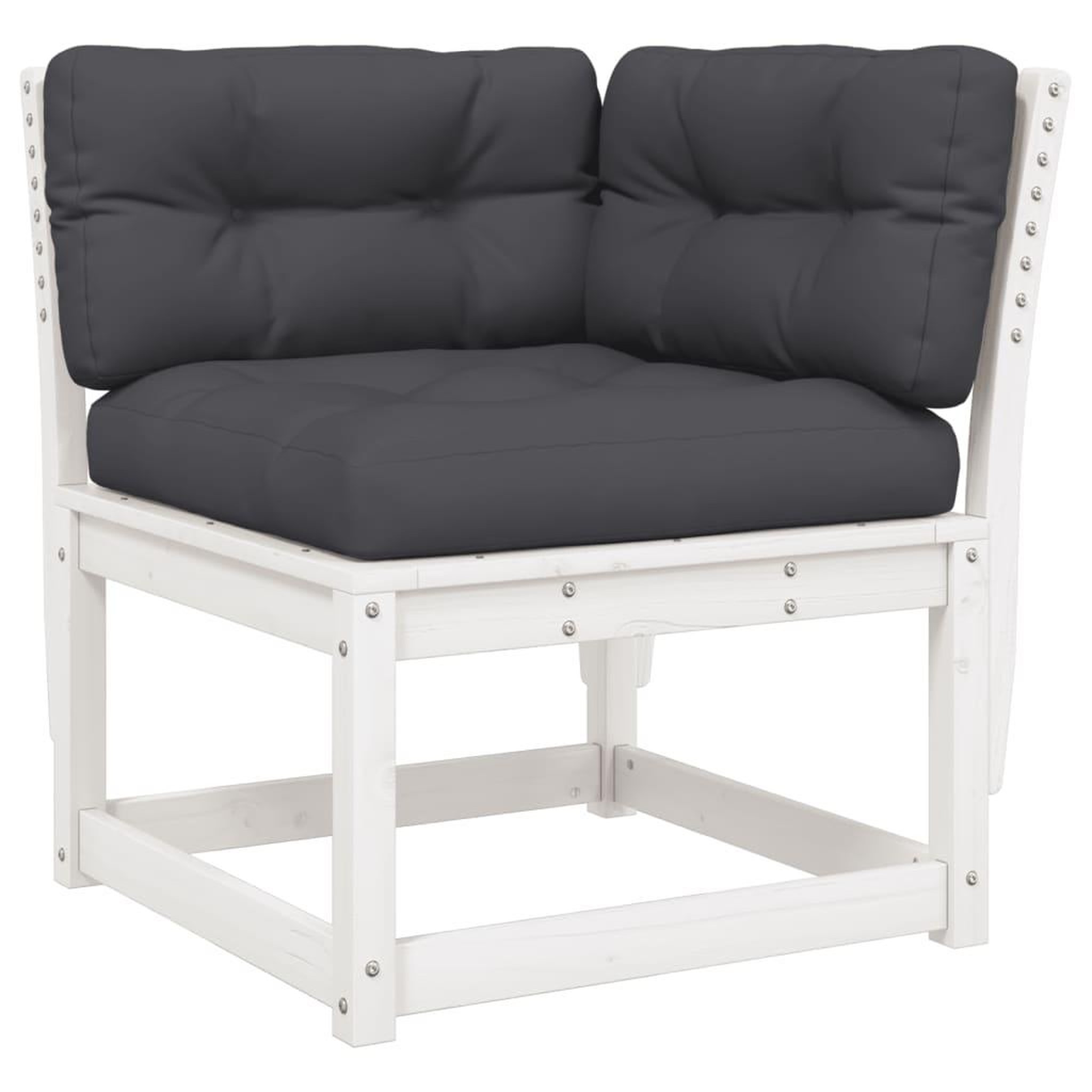 Voir la diapositive 3 : VIDAXL Salon de jardin 7 pcs avec coussins blanc bois de pin massif