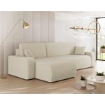 BEST MOBILIER Artemisa - canapé d'angle réversible 4 places - convertible avec coffre - en velours côtelé. Coloris disponibles : Vert, Beige, Gris, Bleu, Rose