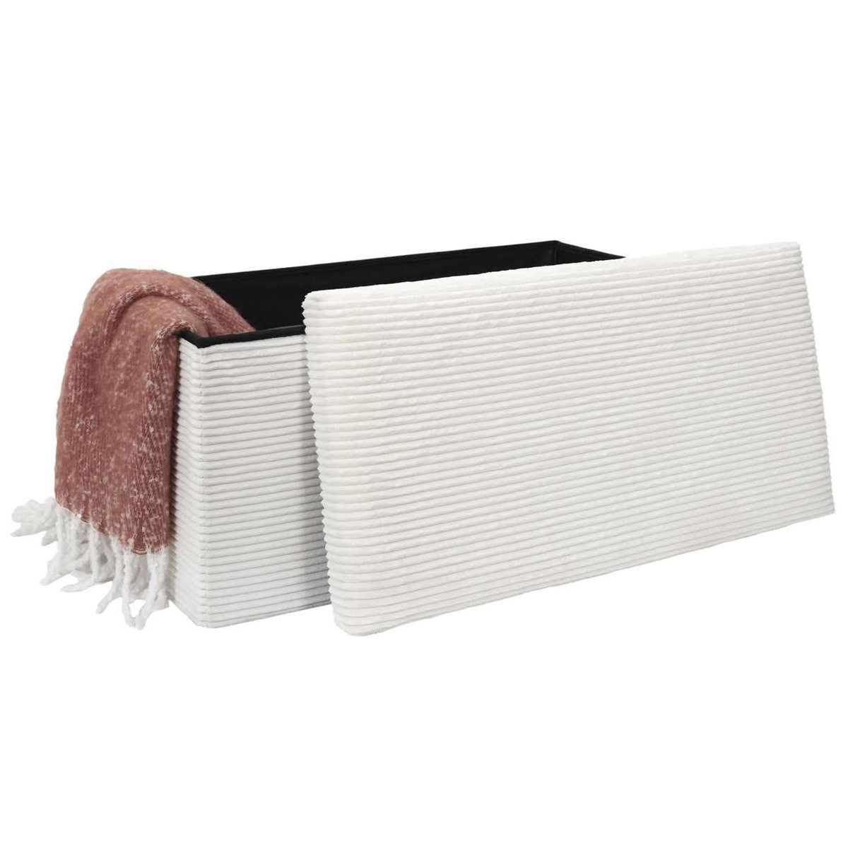 The Home Deco Factory Banc de rangement pliable effet côtelé DRAMMEN