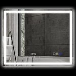 HOMCOM Miroir lumineux LED salle de bain 100 x 80 cm bluetooth interrupteur tactile lumière réglable 3 couleurs fonction anti-buée et mémoire