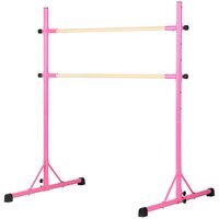 HOMCOM Barre fixe de gymnastique enfant - barre de gymnastique pliable  hauteur réglable 4 niv. 88 à 128 cm - acier rose pas cher 