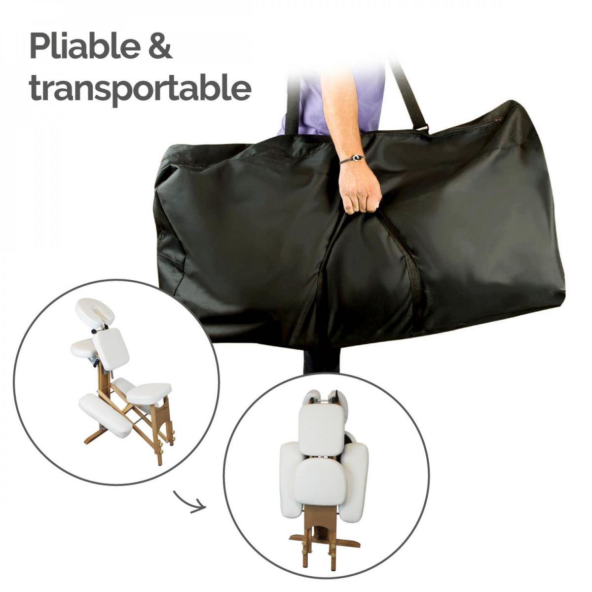 VIVEZEN Chaise de massage en bois pliable avec sac de transport