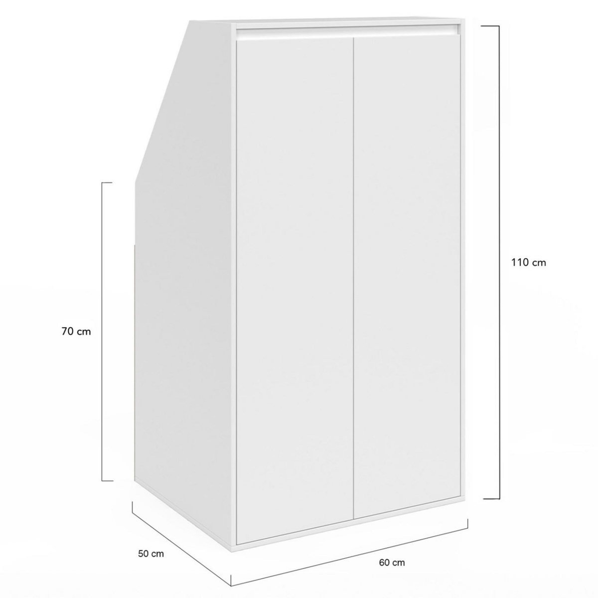 ID MARKET Ensemble étagère 2 niveaux, armoire 2 portes et armoire 1 porte + 1 niche sous pente TOMI blanc