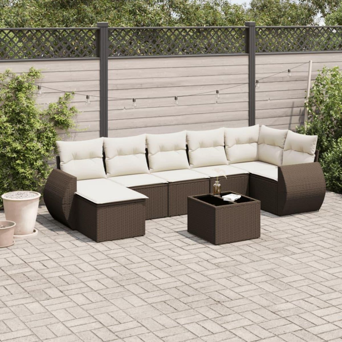 VIDAXL Salon de jardin 8 pcs avec coussins marron resine tressee