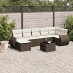 VIDAXL Salon de jardin 8 pcs avec coussins marron resine tressee