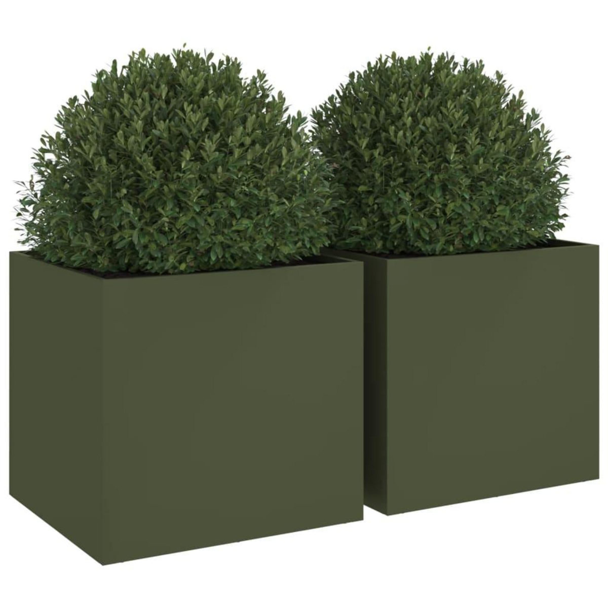 VIDAXL Jardinieres 2 pcs vert olive 49x47x46 cm acier