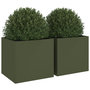 Voir la diapositive 4 : VIDAXL Jardinieres 2 pcs vert olive 49x47x46 cm acier