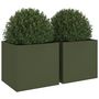 Voir la diapositive 4 : VIDAXL Jardinieres 2 pcs vert olive 49x47x46 cm acier