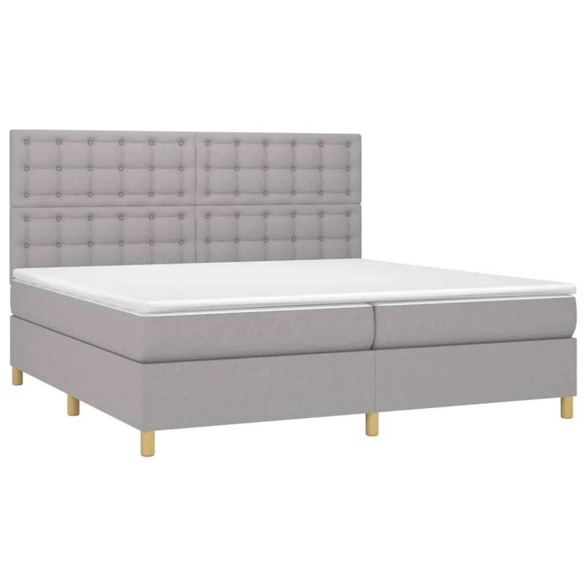 VIDAXL Sommier a lattes de lit matelas et LED Gris clair 200x200 cm