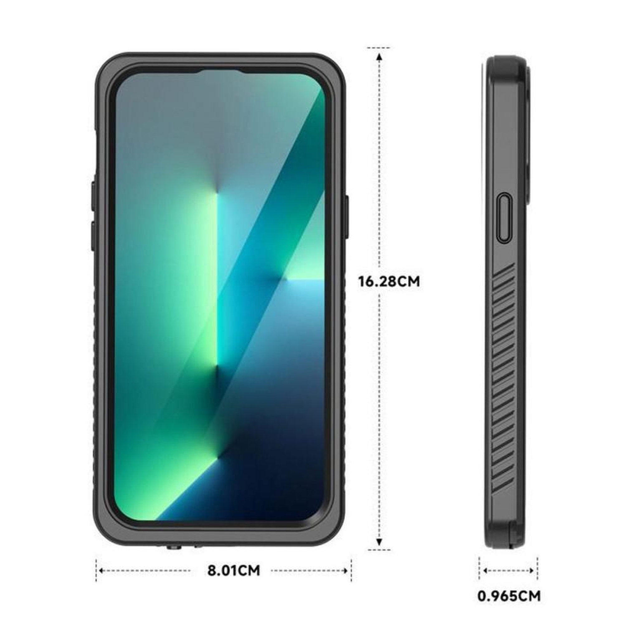 Voir la diapositive 2 : Coque iPhone 13 Pro Max étanche IP68 antichoc noire compatible MagSafe avec protection écran et objectif