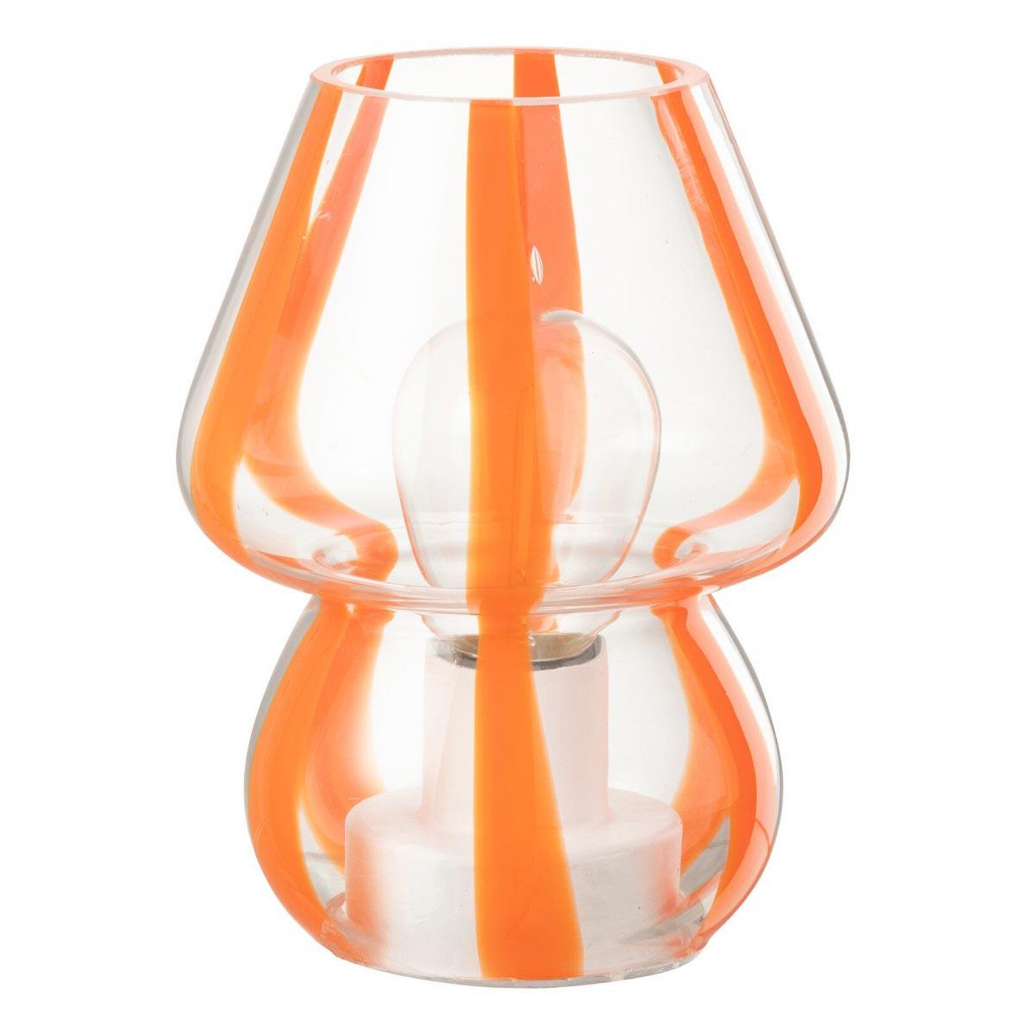 J-LINE Lampe à poser rayures en verre  ophelie  15cm orange