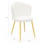 Voir la diapositive 5 : ID MARKET Lot de 2 chaises coquillage ADELAIDE bouclette blanche pieds dorés