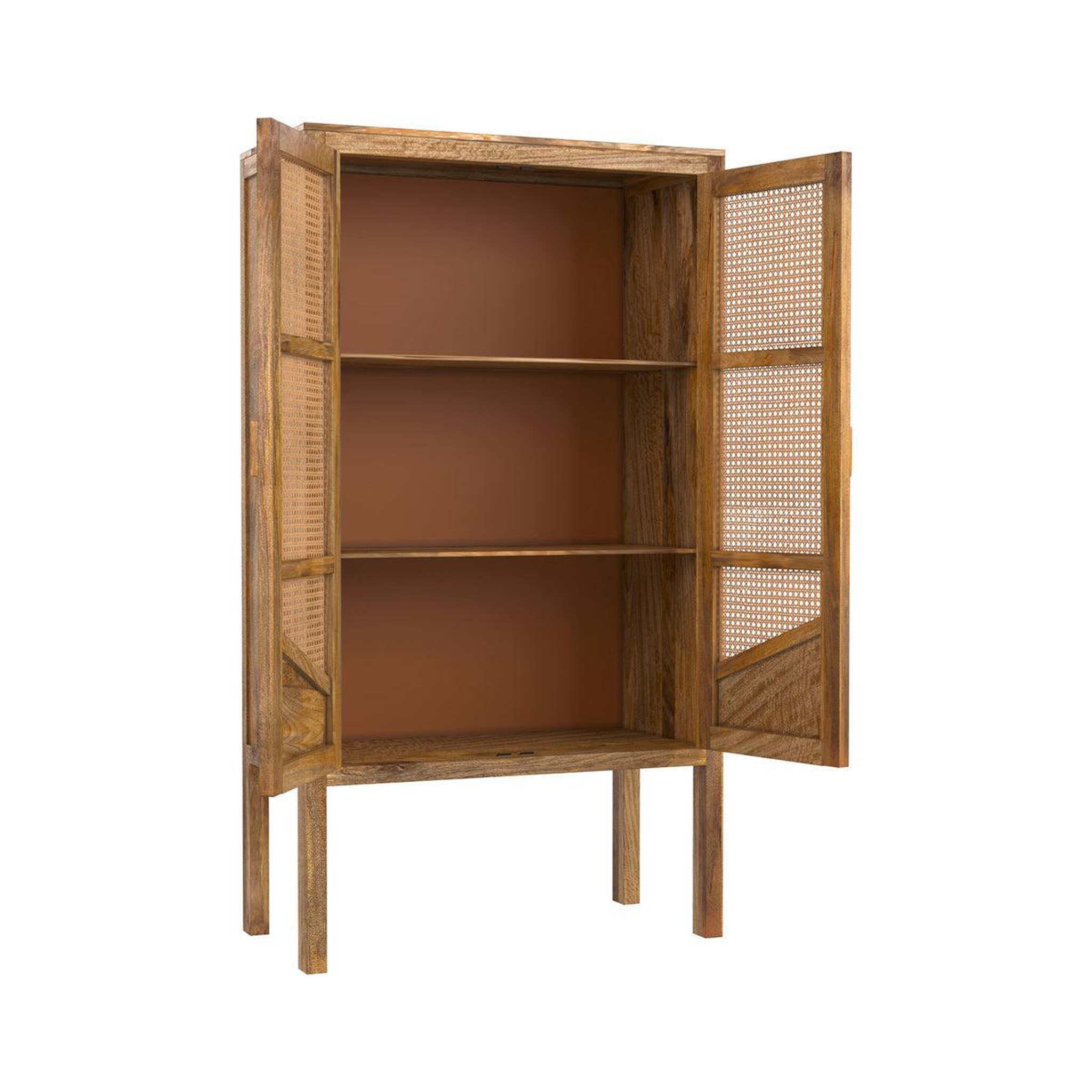 Voir la diapositive 3 : MAISON PAVANE Armoire en cannage et bois de manguier et cannage-tiki