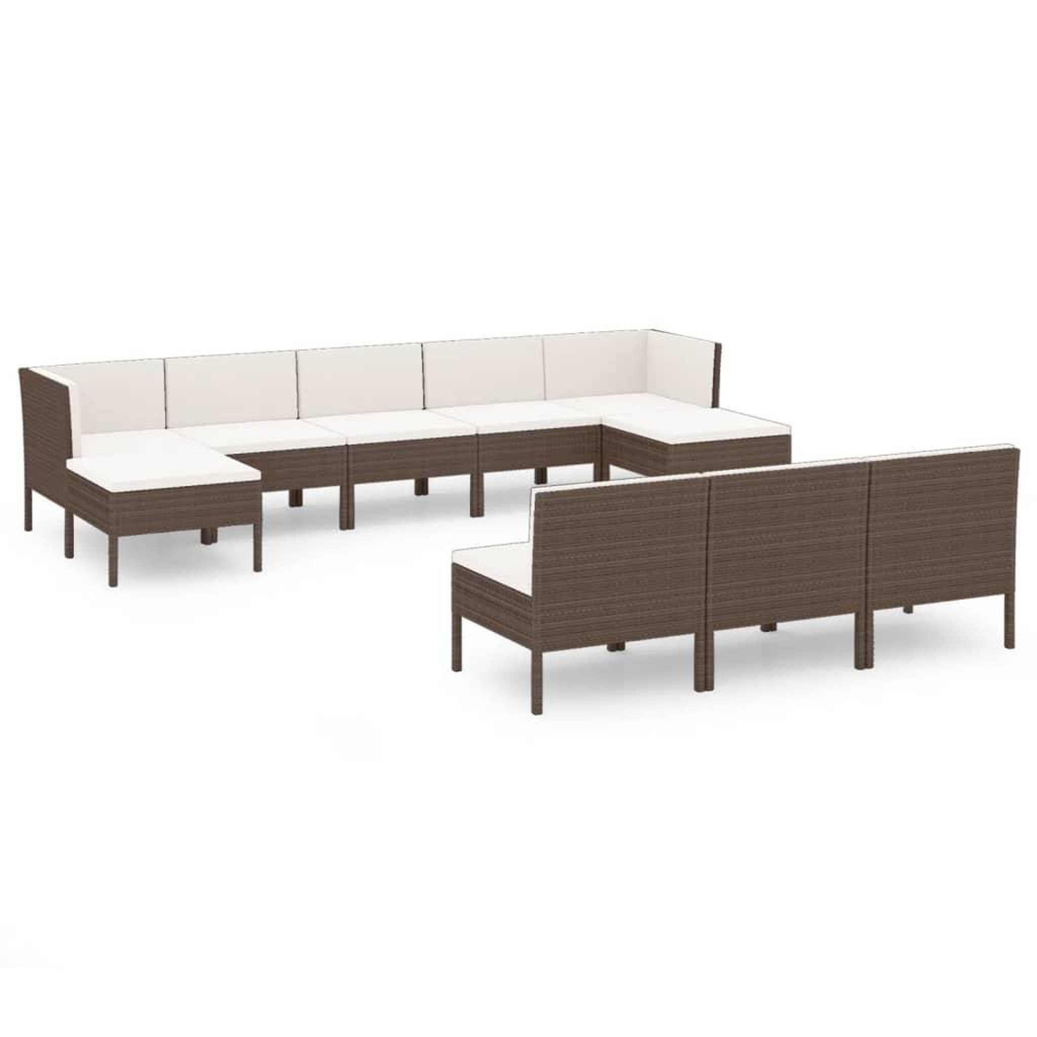 Voir la diapositive 2 : VIDAXL Salon de jardin 10 pcs avec coussins Resine tressee Marron