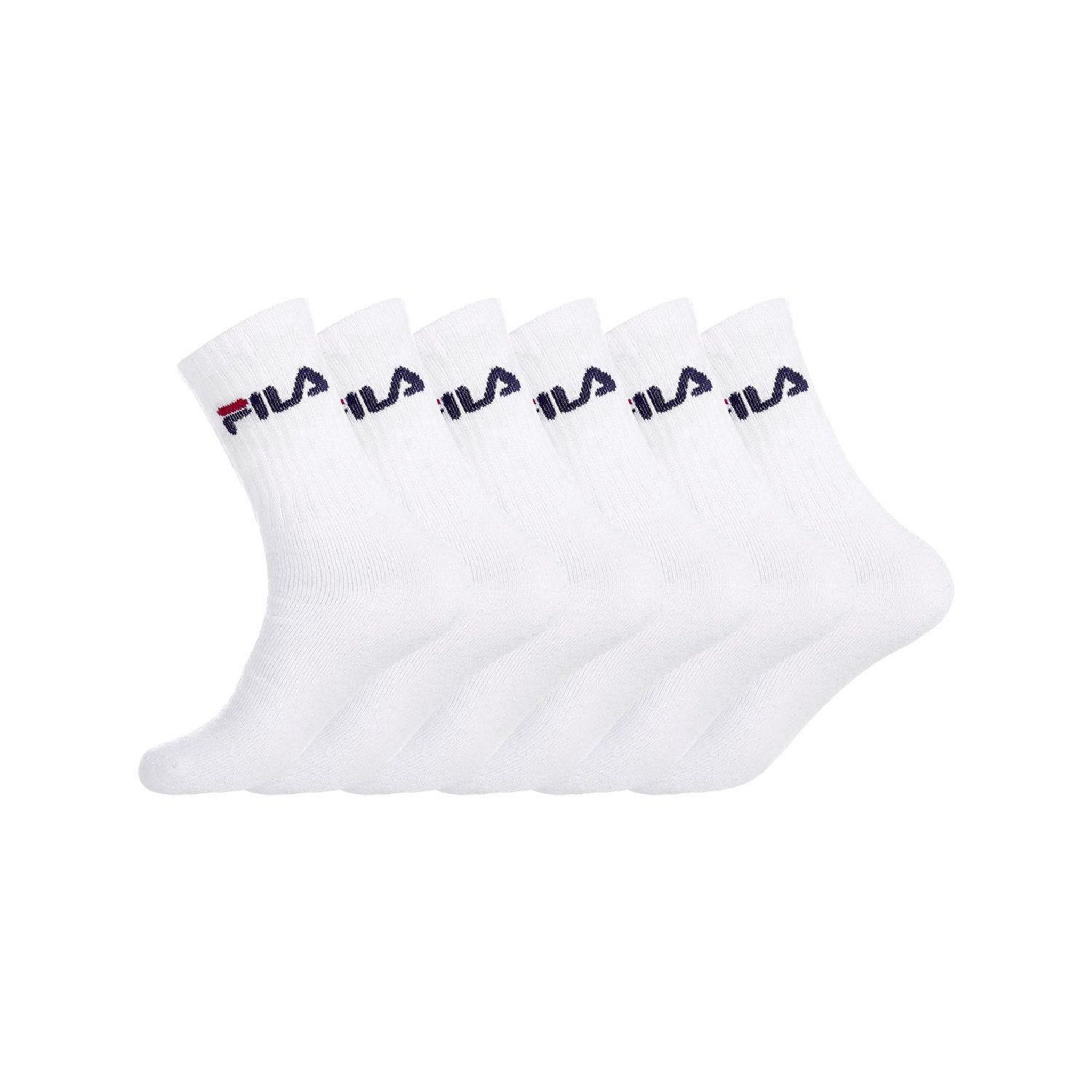 FILA Lot de 6 Paires de Chaussettes Tennis. Coloris disponibles : Blanc
