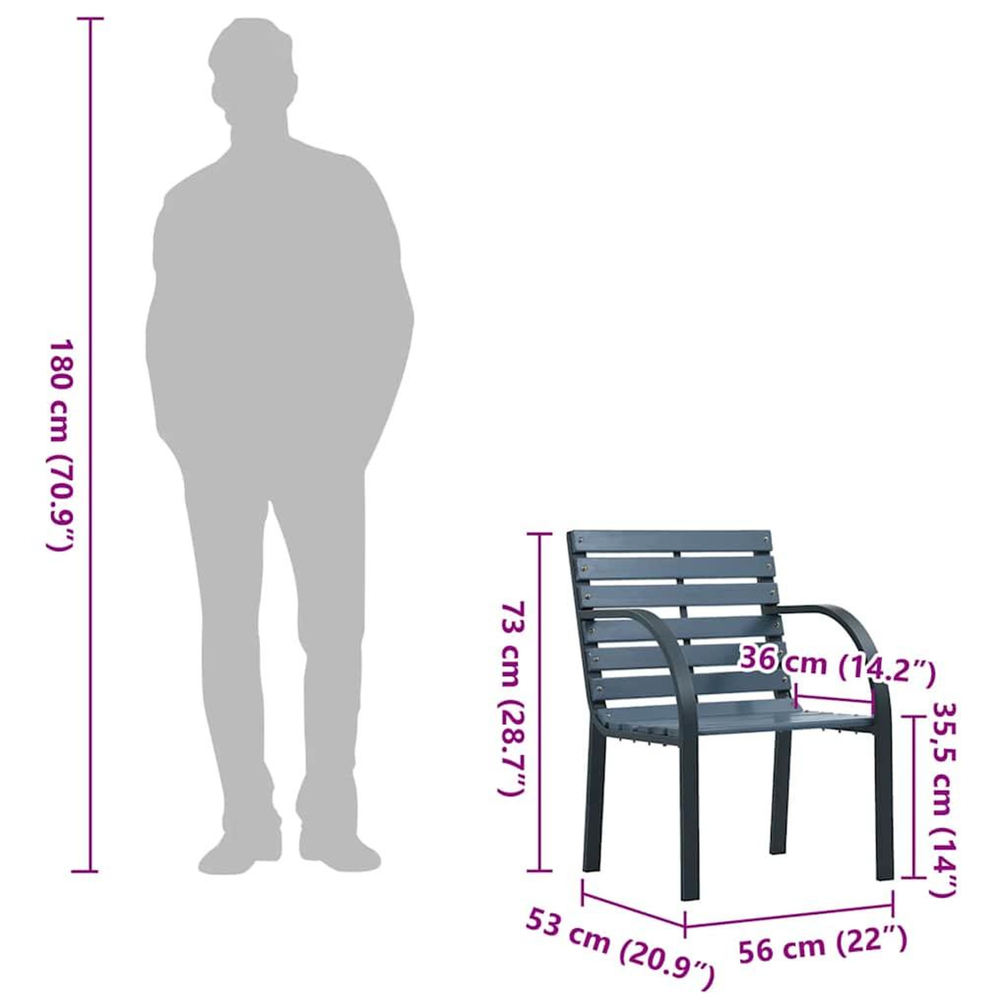 Voir la diapositive 6 : VIDAXL Chaises de jardin lot de 2 sapin massif acier enduit de poudre
