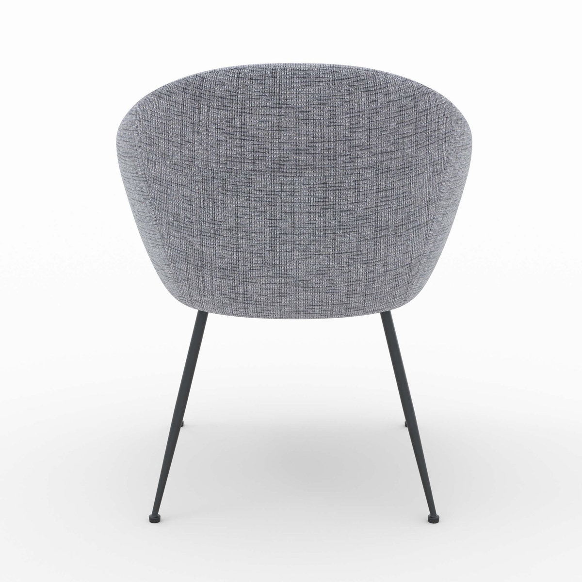 MAISON PAVANE Fauteuil en tissu gris chiné et pieds en métal noir-Socky