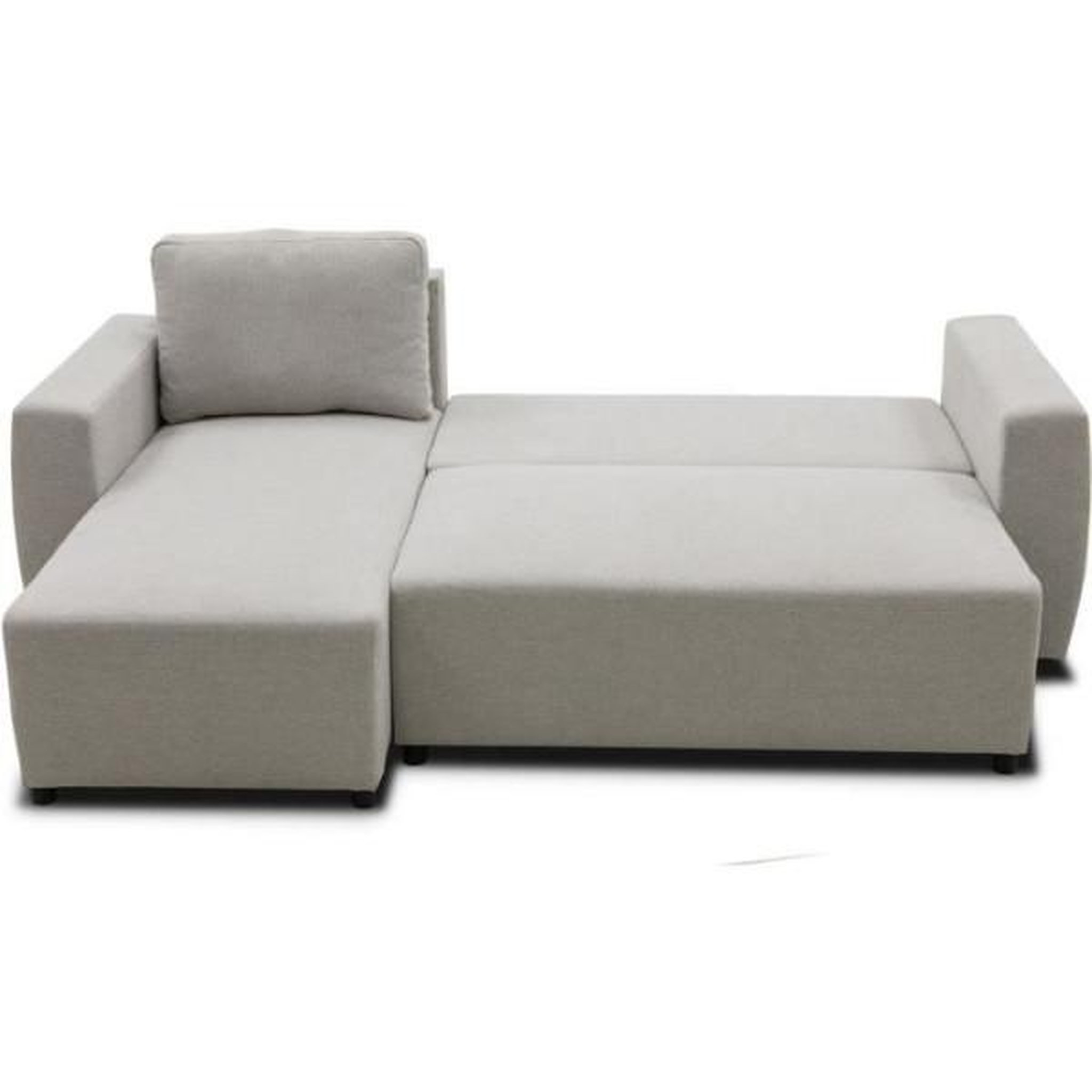Voir la diapositive 4 : MARKET24 Canapé d'angle convertible réversible 3 a 4 places - PHARELL - Tissu beige - Coffre de rangement - L 224 x P 155 x H 85 cm