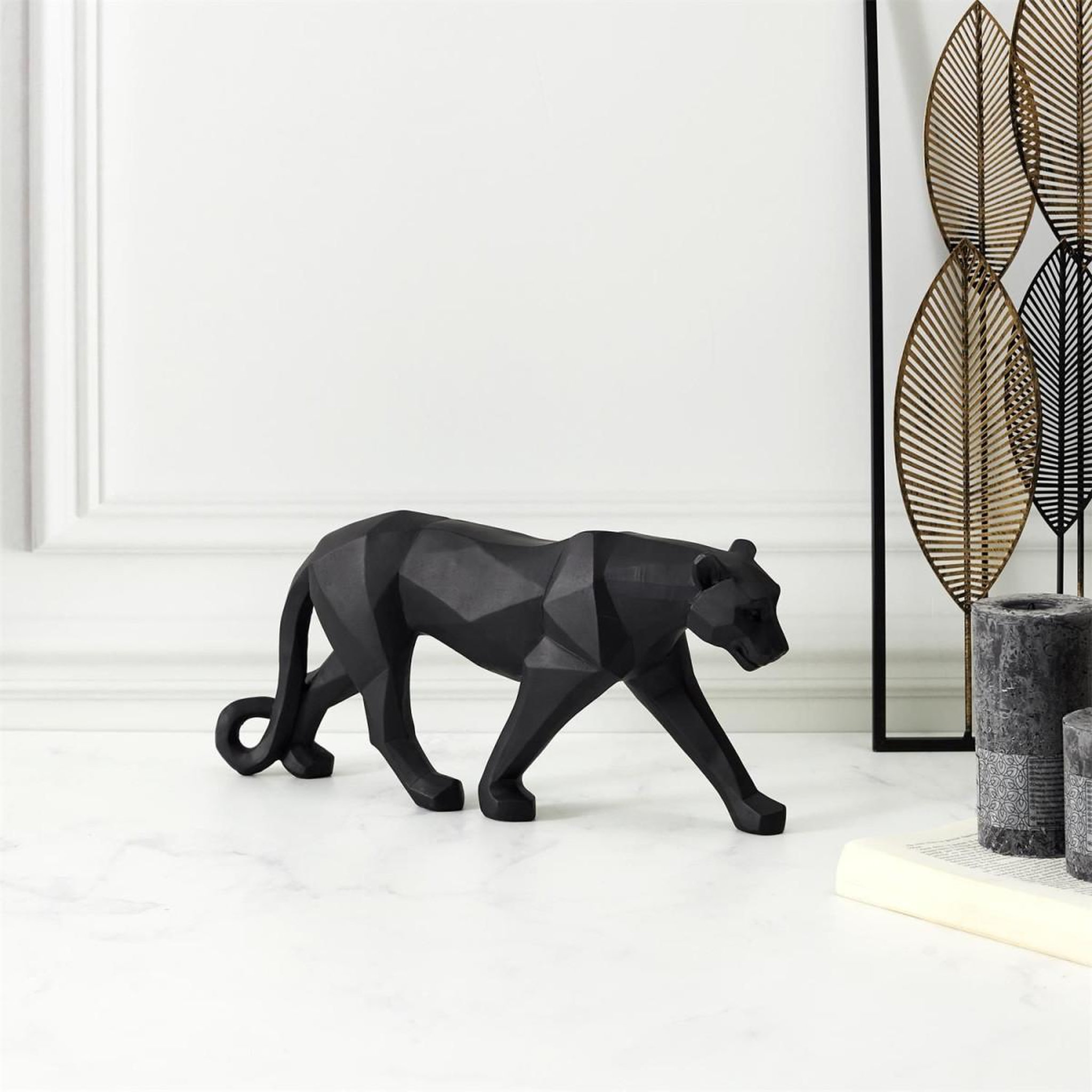 Voir la diapositive 3 : The Home Deco Factory Statuette déco  panthère origami  40cm noir