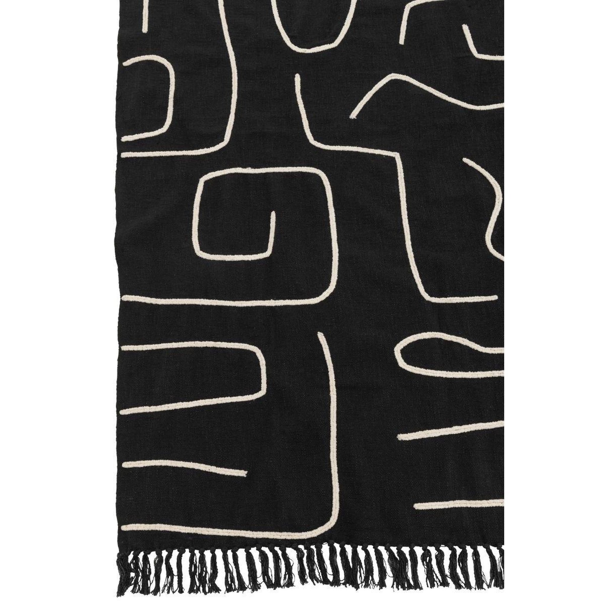 Voir la diapositive 4 : J-LINE Plaid en coton  courbes  130x180cm noir